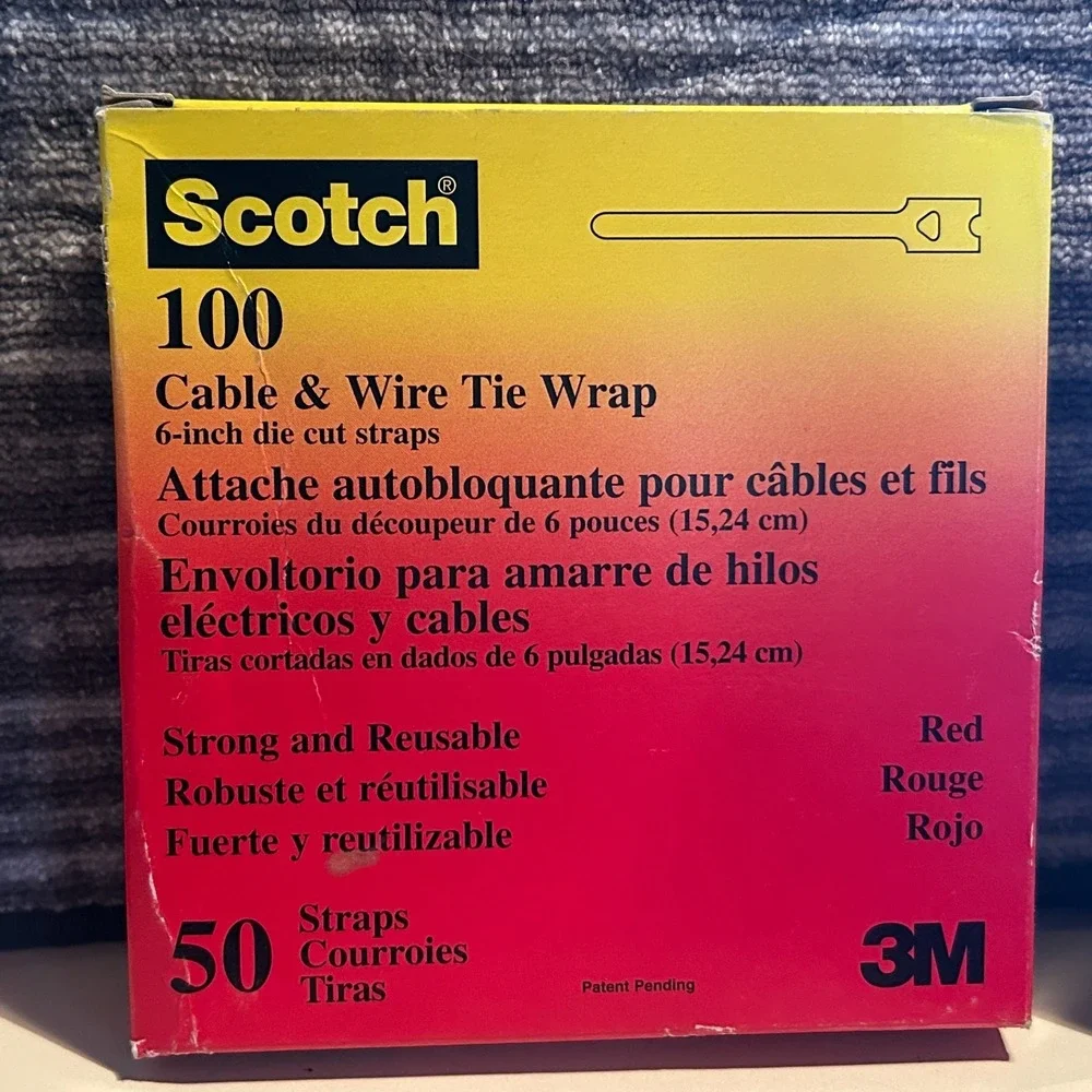 2 Pack 3M Scotch 100 Cable & Wire Tie Wrap 50 Straps (6 inch) Blue Red